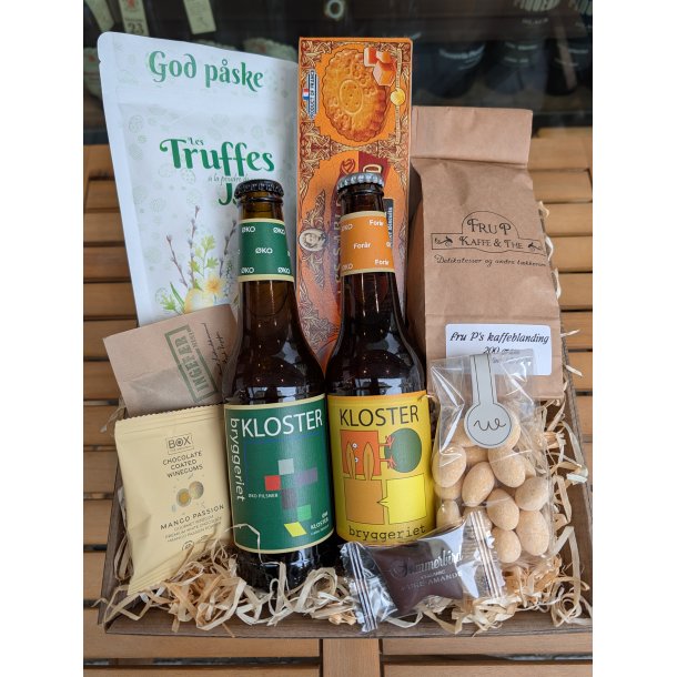P�skekurv m. �l, kaffe og chokolade 
