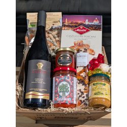 Gavekurven med italiensk vin og specialiteter fra Italien.