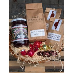 Gavekurv med kaffe, the og marmelade - Den klassiske morgenhilsen