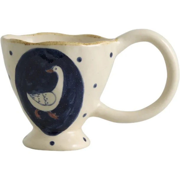 H�ndmalet Keramikkop med Bl�t Motiv � 300 ml
