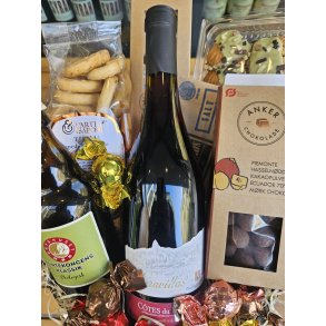 Gavekurv med vin og l