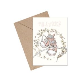 Tillykke lyserde baby converse sko - A6 kort