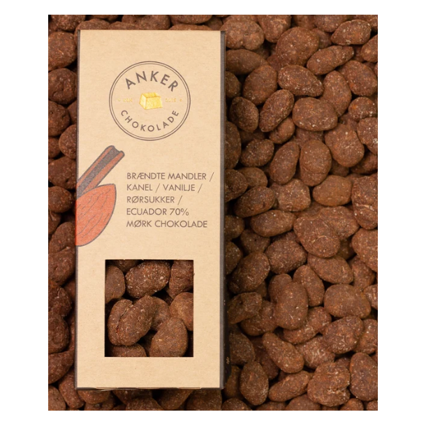 Br�ndte mandler med vanilje, kanel og m�rk chokolade - Anker Chokolade