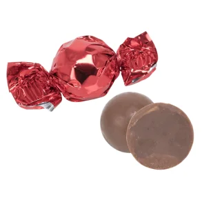 Chokolade kugler, lys, rd folie  1kg.
